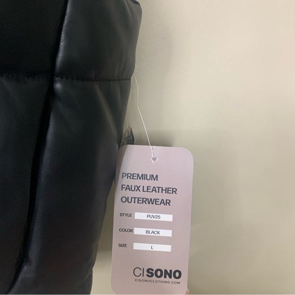 NWT Vici Crop Faux Leather Puffer Vest in Black Size Large - Picture 8 of 11